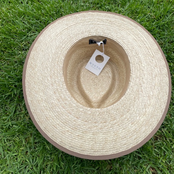 wyeth maddie tan palm straw panama western rancher ribbon trim sun hat One size - Picture 6 of 7